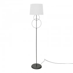 Floor lamp Klerdia pakoworld E27 black metal and cream fabric lampshade 40x40x172cm