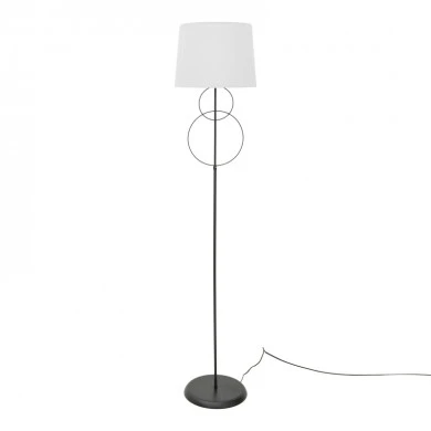 Floor lamp Klerdia pakoworld E27 black metal and cream fabric lampshade 40x40x172cm