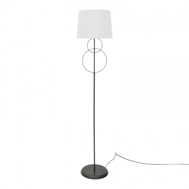 Floor lamp Klerdia pakoworld E27 black metal and cream fabric lampshade 40x40x172cm