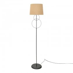 Floor lamp Klerdia pakoworld E27 black metal and gold fabric lampshade 40x40x172cm