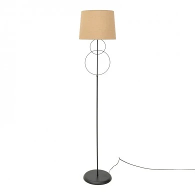Floor lamp Klerdia pakoworld E27 black metal and gold fabric lampshade 40x40x172cm