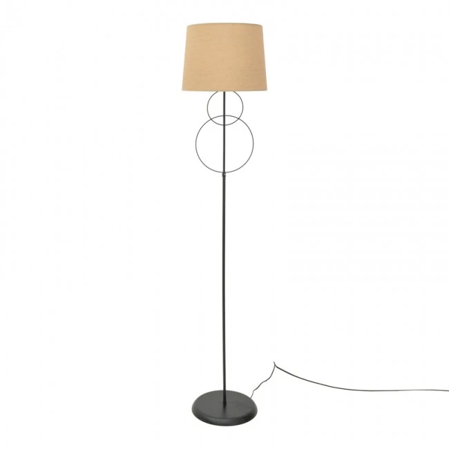 Floor lamp Klerdia pakoworld E27 black metal and gold fabric lampshade 40x40x172cm
