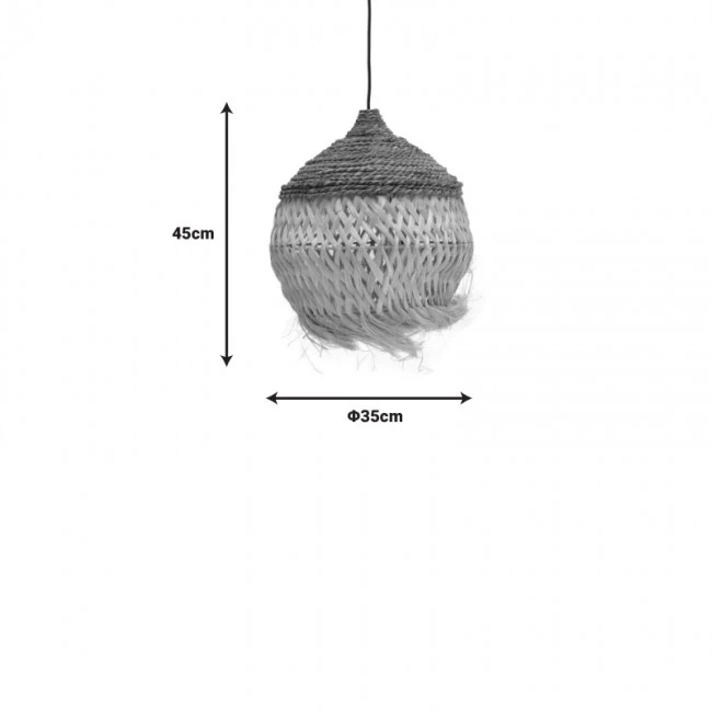 Ceiling lamp Fiorine Inart abaca in natural color D35x45cm