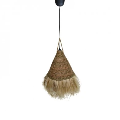 GeGeole Inart jute ceiling lamp in natural shade Φ30x84cm