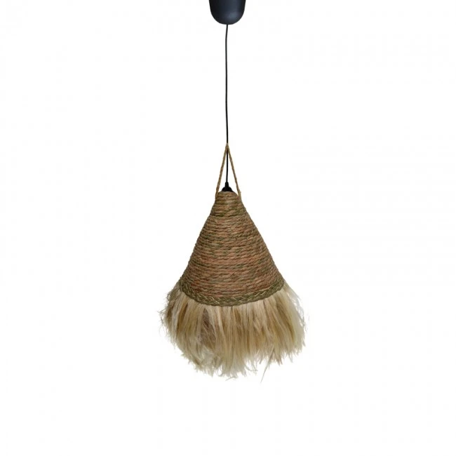 GeGeole Inart jute ceiling lamp in natural shade Φ30x84cm