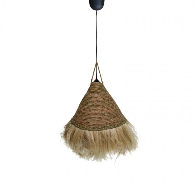 Geole Inart jute ceiling lamp in natural shade Φ60x94cm