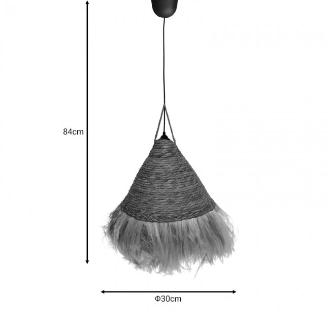 Geole Inart jute ceiling lamp in natural shade Φ60x94cm