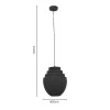 Ceiling lamp Kelsy Inart E27 black metal D30x122cm