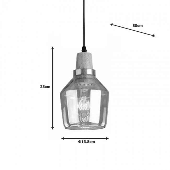 Ceiling lamp Kure pakoworld natural metal-glass D13.8x23cm