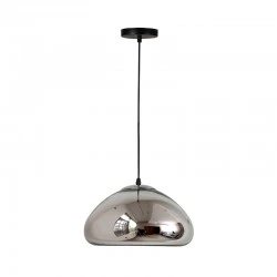 Ceiling lamp Ovalone pakoworld Ε27 silver metal-glass D30x16,5cm Ceiling lamp Ovalone pakoworld Ε27 silver metal-glass D30x16,5cm