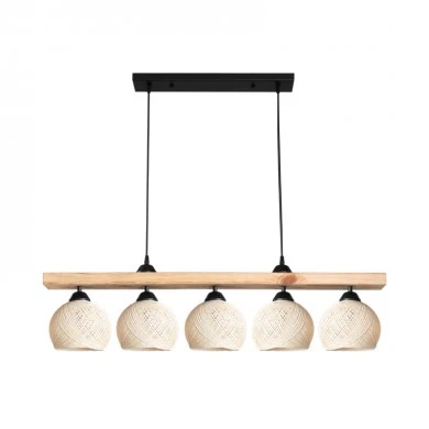 Five-light ceiling lamp Salote pakoworld E27 in brown-cream shade 100x18x24cm