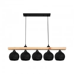Five-light ceiling lamp Salote pakoworld E27 in brown-black shade 100x18x24cm Five-light ceiling lamp Salote pakoworld E27 in brown-black shade 100x18x24cm