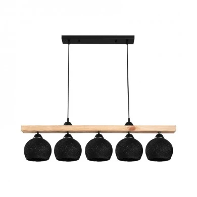 Five-light ceiling lamp Salote pakoworld E27 in brown-black shade 100x18x24cm