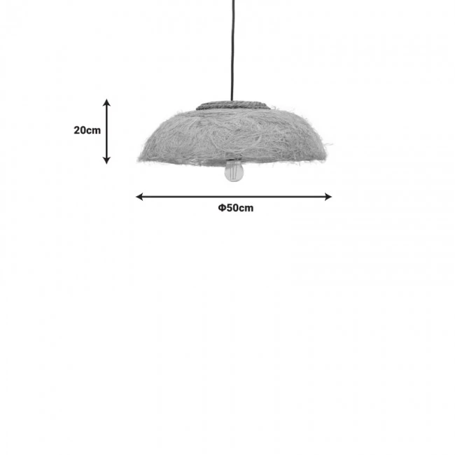 Ceiling light Pictere Inart abaca wood in natural color D50x20cm