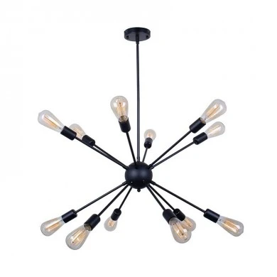 Multi-light ceiling lamp Ponile pakoworld black metal 100x110cm