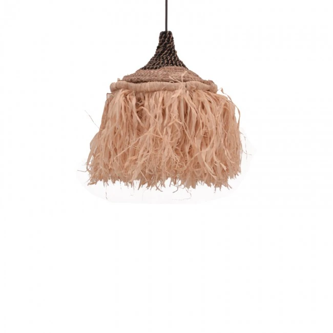 Sermene Inart sisal ceiling lamp in natural-black color D32x45cm