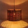 Ceiling light Siwel Inart E27 bamboo in brown color D40χ27cm