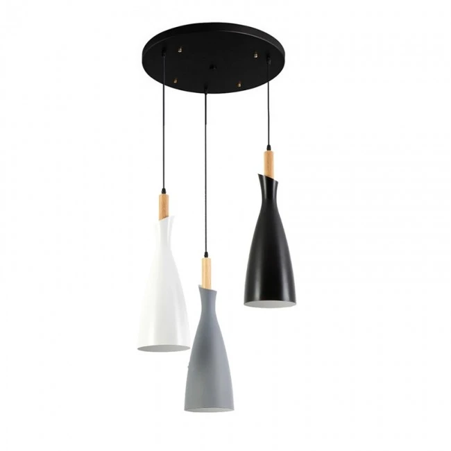 Three-light ceiling lamp Eracile I pakoworld black-white-grey metal 30x30x138cm