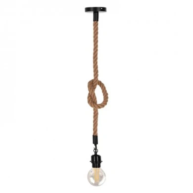 Ceiling lamp Vertuko pakoworld E27 rope and metal in natural-black color D10x100cm