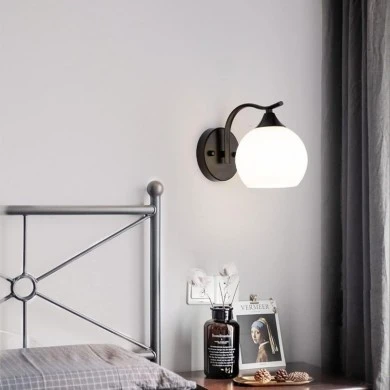 Wall light Belinest pakoworld E27 metal and glass in black-natural color 20x14x17cm