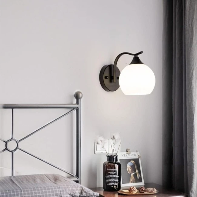 Wall light Belinest pakoworld E27 metal and glass in black-natural color 20x14x17cm