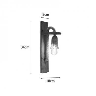 Wall light Lamel pakoworld E27 wood and rope in natural color 10x17x45cm