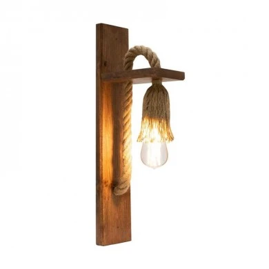 Wall light Lamel pakoworld E27 wood and rope in natural color 10x17x45cm