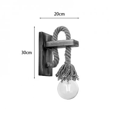 Wall light Nenika pakoworld E27 wood and rope in natural color 14x14x26cm