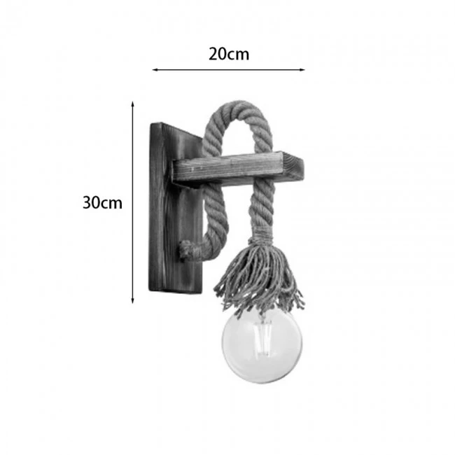 Wall light Nenika pakoworld E27 wood and rope in natural color 14x14x26cm