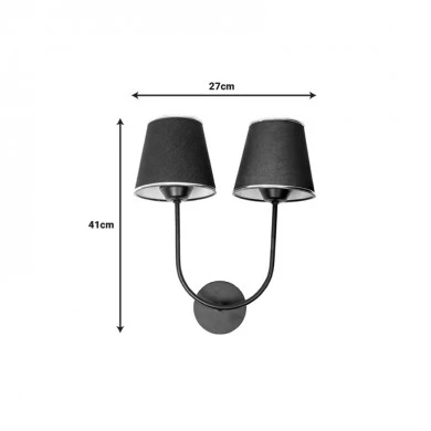 2-light wall lamp Miko pakoworld E27 black-silver lampshade and black metal 27x13x41cm