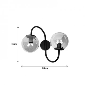 2-light wall lamp Verco pakoworld E27 black metal D35x45cm