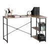 Corner desk Merlin pakoworld right corner in oak shade with black metal 120x73x75cm