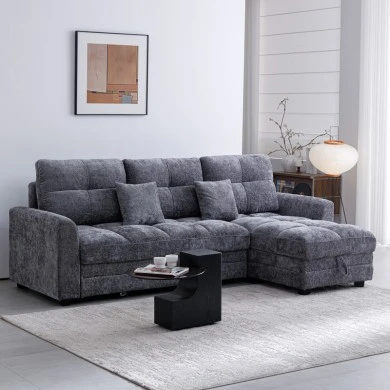 Comfie pakoworld corner reversible sofa bed with storage space dark grey fabric 260x156x98cm