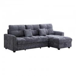 Comfie pakoworld corner reversible sofa bed with storage space dark grey fabric 260x156x98cm