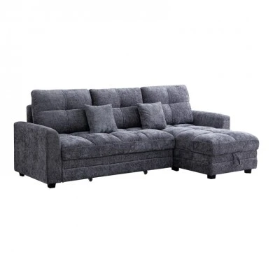 Comfie pakoworld corner reversible sofa bed with storage space dark grey fabric 260x156x98cm