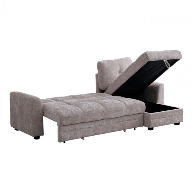 Comfie pakoworld corner reversible sofa bed with storage space beige fabric 260x156x98cm