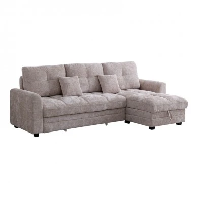 Comfie pakoworld corner reversible sofa bed with storage space beige fabric 260x156x98cm