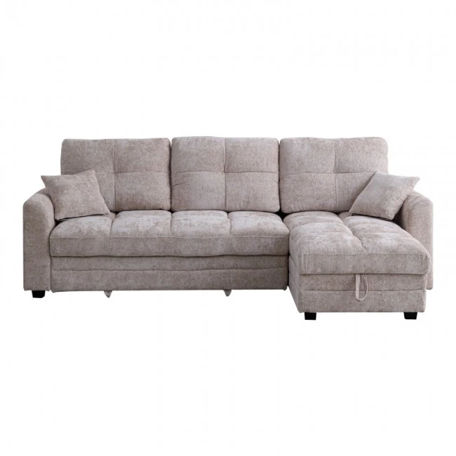 Comfie pakoworld corner reversible sofa bed with storage space beige fabric 260x156x98cm