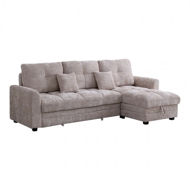 Comfie pakoworld corner reversible sofa bed with storage space beige fabric 260x156x98cm