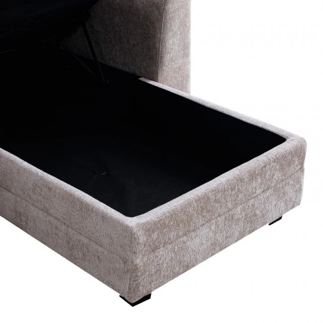 Comfie pakoworld corner reversible sofa bed with storage space beige fabric 260x156x98cm