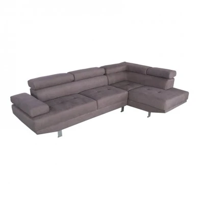 Left corner sofa Delfie pakoworld fabric in grey color 260x163x72cm