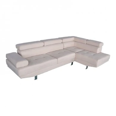 Left corner sofa Delfie pakoworld fabric in beige color 260x163x72cm