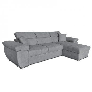 Corner sofa-bed reversible Comy pakoworld fabric gray 286x160x75-90cm