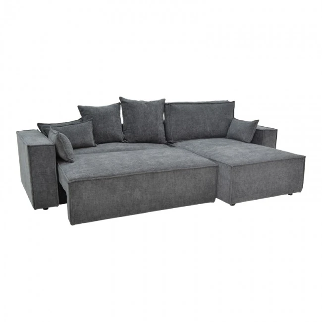 Corner reversible sofa-bed Kerbian  pakoworld dark grey color fabric 273x162x92cm