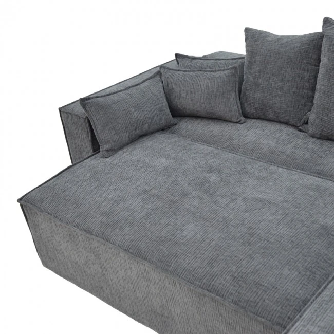 Corner reversible sofa-bed Kerbian  pakoworld dark grey color fabric 273x162x92cm