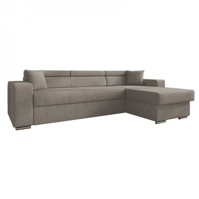 Corner sofa-bed reversible Lura pakoworld fabric brown 255x162x75-90cm