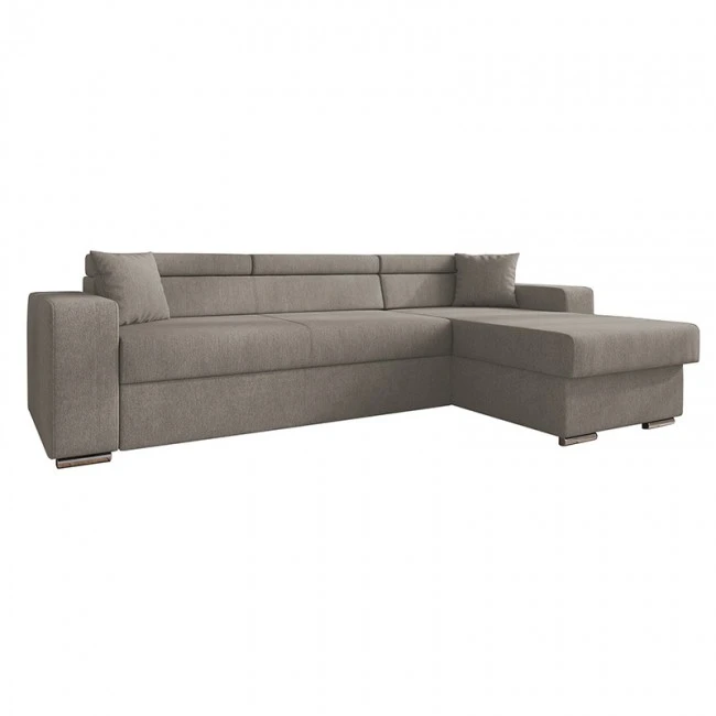 Corner sofa-bed reversible Lura pakoworld fabric brown 255x162x75-90cm
