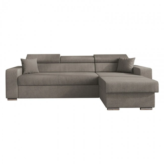Corner sofa-bed reversible Lura pakoworld fabric brown 255x162x75-90cm