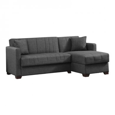 Reversible corner sofa-bed with storage space Alaska pakoworld dark grey fabric 204x143x83cm