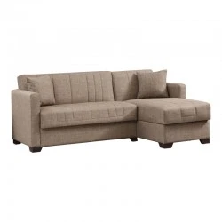 Reversible corner sofa-bed with storage space Alaska pakoworld beige fabric 204x143x83cm